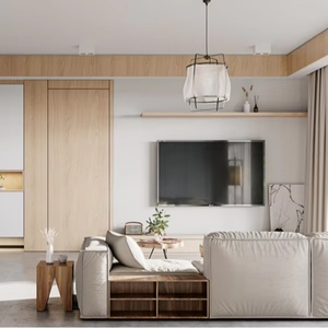 Meuble TV Minimaliste Personnalisé en Bois Massif : un Ensemble de Rangement et d'Organisation pour le Salon - Product Image 1