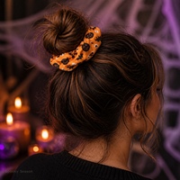 Shily&OS Halloween Fabric Scrunchie 10 Motif - Ikat Rambut Labu Laba-laba Hantu Kelelawar untuk Wanita Pesta Grosir 4g