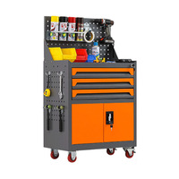 Armoire à outils mobile en acier robuste avec roulettes, tiroirs, panneau perforé, résistante à l'eau, capacité de charge de 300 kg pour atelier de réparation automobile, garage