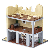 Kit de construction de scènes militaires MOC5002 – Briques d'architecture détruite – Modèle de simulation de guerres – Jouets éducatifs créatifs DIY pour enfants