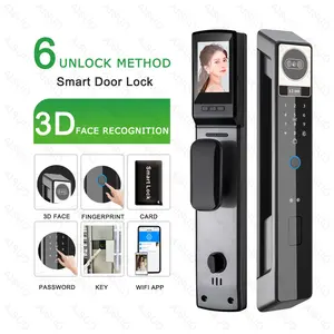 Kunci pintar model baru dengan pintu video ponsel WIFI kompatibel dengan aplikasi sidik jari kunci parkir pintar Digital kunci parkir