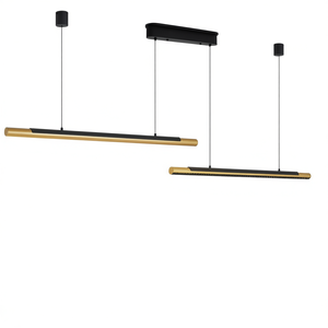 Lámpara Colgante LED Moderna de Hierro Negro y Dorado, Diseño de Doble Tubo de 75 Pulgadas, Ajustable para Comedor, Cocina, Sala de Estar - Product Image 1