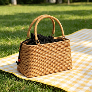 Bolso de Mano de Ratán Marrón Hecho a Mano, Tejido con Paja, Estilo Retro, para Playa, Viajes, Moda, Bolso de Mensajero para Mujer - Product Image 4