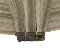 Cheveux bruts cuticule alignée Cheveux humains vierges Trame plate Extension de cheveux pour salon Invisible mince trame en PU brun le plus foncé Body Wave