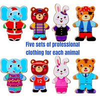 Ensemble de puzzles magnétiques en bois pour habiller les animaux, jeu de correspondance de personnages avec boîte de rangement, jouet éducatif précoce