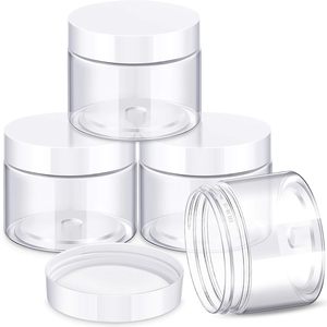 PET 2oz 4oz 8oz 16oz <b>Plastic</b> <b>Jar</b> for Food Nuts Cook Cookie Cosmetic With White <b>Plastic</b> Screw Cap - Product Image 1