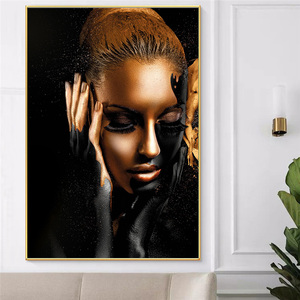 Peinture à l'huile sur toile <span class=keywords><strong>Femme</strong></span> africaine <span class=keywords><strong>Nue</strong></span> Or Noir Art Africain Affiches et Impressions Cuadros Tableau Mural Scandinave pour Salon - Product Image 4