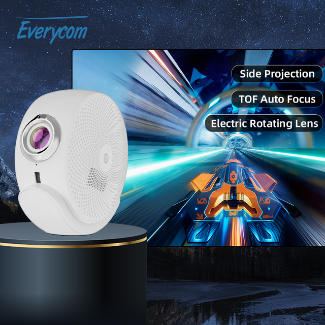 1080P Proyector 4K Rotating Lens Mirror Screen 4K 1080P Android Video Projector Everycom Rondo Projecteur Projector 4K