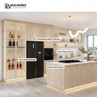 Buildants Set lengkap lemari dapur, lemari dapur untuk gaya Modern mewah ukuran eksterior menyesuaikan