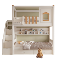 Massivholz Doppelstockbett Multifunktionales Etagenbett mit Hoch-Niedrig-Schutzgeländer Kombinationsbett für Kinder Paralleles Bett-Design