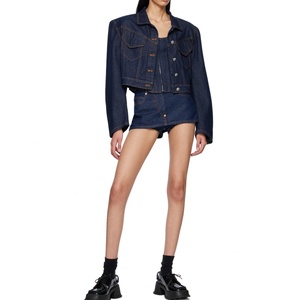 Chaqueta Vaquera al por Mayor OEM, Chaqueta Vaquera Azul sin Elástico con Bordado Personalizado para Mujer - Product Image 4