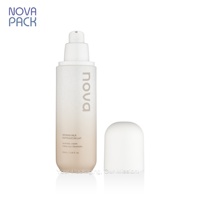 Flacon pompe en verre blanc beige dégradé de forme capsule ovale à fond rond de 30 ml, 40 ml, 60 ml, 100 ml, 120 ml pour sérum, crème pour le visage, lotion