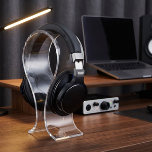 Custom OEM ODM Eco-Friendly Clear Plastic Headphone Display <b>Stand</b> Portable Outdoor Retail Counter Headset Holder Organizer Rack - Product Image 1
