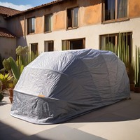 Carpa de Estacionamiento para Autos Amas Manual de 5.9*2.7*2.5m, Toldo de Hierro Galvanizado para Exteriores con Estructura Metálica