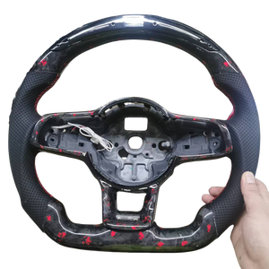 Volant sport à LED pour <span class=keywords><strong>Vw</strong></span> <span class=keywords><strong>Golf</strong></span> <span class=keywords><strong>7</strong></span> <span class=keywords><strong>7</strong></span>.5 Mk7 MK7.5 GTI Polo Gts Gtd <span class=keywords><strong>Gte</strong></span> R Passat Cc R-line Volant en fibre de carbone - Product Image 1