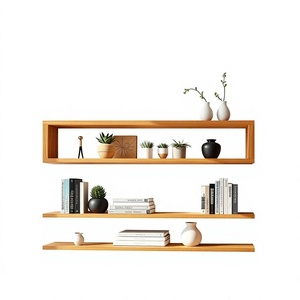 Wooden <b>Wall</b> <b>Shelves</b> <b>Wall</b> <b>Mounted</b> Storage Rack Living Room Modern Double Tier Portable Durable Home Decor - Product Image 3