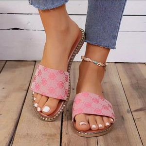 Sandalias Planas Bordadas para Mujer Estilo Europeo-Americano, Tallas Grandes, Ligeras, para Playa, Comercio Exterior Transfronterizo - Product Image 1