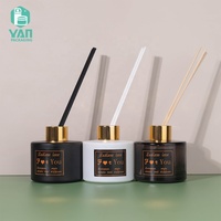 YAN Packaging Flacon vide de luxe à épaule plate, noir mat et blanc, 120 ml, avec bouchon à vis, pour diffuseur de parfum d'ambiance à bâtonnets