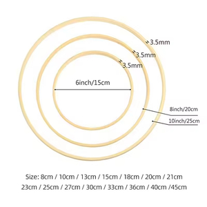 Cercles ronds <span class=keywords><strong>en</strong></span> bambou pour décoration murale, anneaux <span class=keywords><strong>en</strong></span> bois pour <span class=keywords><strong>attrape</strong></span>-rêves DIY, <span class=keywords><strong>macramé</strong></span>, décoration murale artisanale - Product Image 5