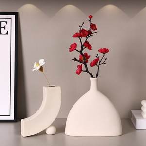 Jarrón de Cerámica Mystic Arts, Color Crema Irregular, Decoración para el Hogar, Arreglo Floral, Adorno Artesanal para Sala de Estar - Product Image 3