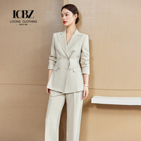 Ensemble de costume décontracté pour femme, Aura Puissante, Printemps 2025, Blazer Rose-Violet, Tenue de travail haut de gamme pour femme de bureau, Boutonné, Infroissable