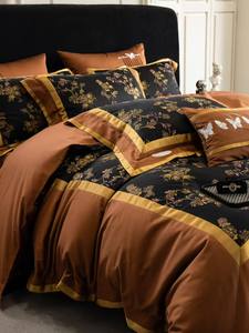 Xiangyun 새틴 + 자카드 자수 코튼 패브릭 침대 시트, 베갯잇, 이불 커버 세트 - Product Image 4