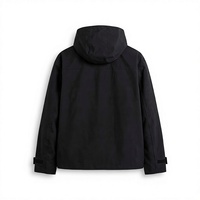 Blouson bomber imperméable à capuche noir personnalisé unisexe coupe-vent zippé avec poches et doublure en polyester pour une utilisation en extérieur en hiver