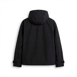 Blouson bomber imperméable à capuche noir personnalisé unisexe coupe-vent zippé avec poches et doublure en polyester pour une utilisation en extérieur en hiver - Product Image 2