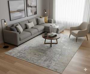 Alfombra Moderna Abstracta Gris Dorado, Alfombra de Lujo Contemporánea para Sala de Estar, Alfombra Grande y Suave para Piso, Alfombra Moderna Boho - Product Image 3