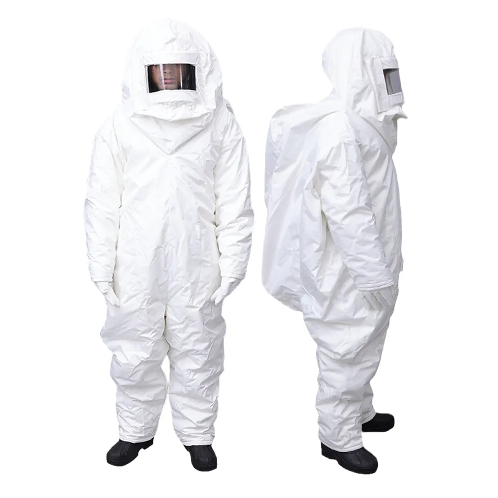 Aşırı sıcaklıklarda çalışmak için soğuk depolama laboratuvar iş giysisi koruyucu Cryo giysi yanmaz sıvı azot takım