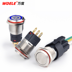 WD 19mm Acier Inoxydable Anti Front IP67 2NO 6v 12v 24v Anneau Bouton Poussoir avec Fil Câble <span class=keywords><strong>Télécommande</strong></span> - Product Image 2