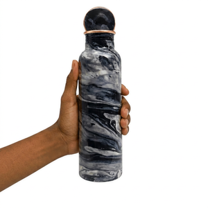 Black <b>White</b> Marble Swirl Pure Copper Eco-Friendly <b>Water</b> <b>Bottle</b> 1000ml Handmade Leak Proof Reusable OEM Wholesale - Product Image 1