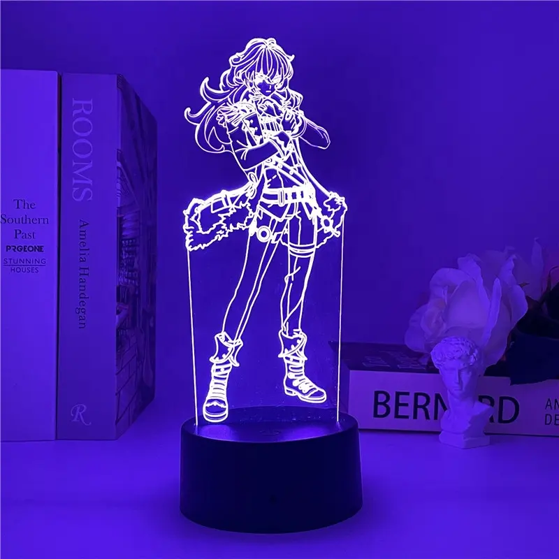 Genshin Impact gpu Diluc lampada 3D USB Led luci notturne compleanno fantastico regalo per amici sala da gioco tavolo decorazione colorata