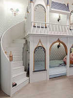 Lit superposé bohème, lit château de princesse, lit cachette secrète avec escalier courbé, lit superposé blanc personnalisé pour chambre de filles, style européen