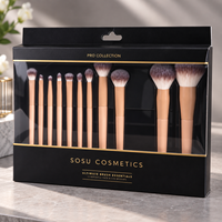 Boîte d'emballage personnalisée pour pinceaux cosmétiques avec fenêtre transparente et trou de suspension, en carton imprimé, pour présentoir de pinceaux de maquillage en vente au détail