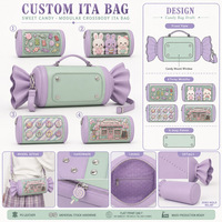 Sac Ita personnalisé en cuir PU, bandoulière modulaire, pour affichage de badges d'anime, avec panneaux échangeables, sac à main de collection, OEM ODM