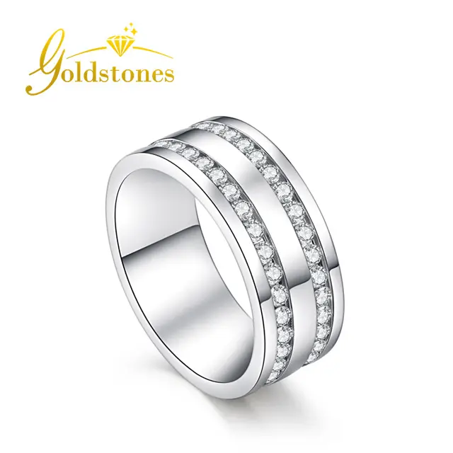 White Round Cut Moissanite Ring 18K Solid Gold Engagement Jewelry Moissanite Ring For Men