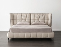 Lit double en cuir, lit moelleux, lit moderne de luxe, lit rembourré en cuir véritable