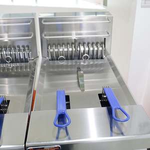 Friteuse électrique commerciale en acier inoxydable avec système de filtration d'huile à réservoir unique, capacité d'huile de 17-20L, 2 paniers - Product Image 5