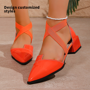 Nouvelle Collection – Chaussures de Luxe Sexy pour Femme à Talons Hauts Épais et Bout Pointu, avec Bride Supérieure en Y et Bride Cheville en X – Modèle ZH-01 - Product Image 3