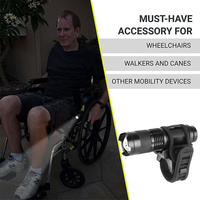 Lampe torche tactique LED pour personnes âgées, indice de protection IP65, rechargeable, compatible avec les cannes, les déambulateurs, les fauteuils roulants, les rollators, les poussettes, les vélos