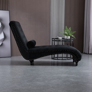 Silla ocasional Sofá de tela de terciopelo de madera de lujo, sillón individual negro para sala de estar - Product Image 4