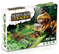Jouets de train de dinosaures - Circuit de course de voitures de 216 pièces avec 7 dinosaures, Monde jurassique avec plusieurs configurations de circuits