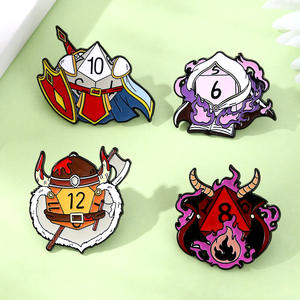 Pin de solapa de aleación esmaltada con diseño de dibujos animados: Dragones, Guerrero, Aventura, Dados poliédricos, Llama, <span class=keywords><strong>Mago</strong></span>, Caballero, Escudo - Product Image 2