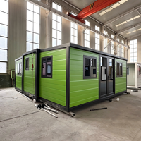 Kits de maisons conteneurs extensibles OEM économiques, préfabriquées, pliables, en acier, écologiques, anti-corrosion, garantie 5 ans, prêts à être expédiés