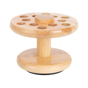 Wooden Rotating Storage Rack Natural Wood Color Desktop Cosmetic Organizer 12 Holes <b>Makeup</b> <b>Holder</b> For Beauty Tools - Product Image 1