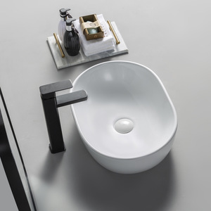 Lavabo Ovale <span class=keywords><strong>da</strong></span> <span class=keywords><strong>Appoggio</strong></span> dal Design Semplice Personalizzato, <span class=keywords><strong>Lavandino</strong></span> Bianco Liscio in Ceramica, Sanitari <span class=keywords><strong>da</strong></span> <span class=keywords><strong>Bagno</strong></span> - Product Image 3