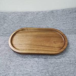 Bandeja Ovalada de Madera de Acacia Ecológica Pulida Clásica con Logotipo Personalizado al por Mayor para Café y Té para Hoteles de Lujo - Product Image 1