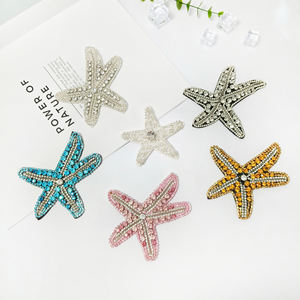 섬세한 불가사리 자수 비즈 장식 패치 핑크 라인스톤 불가사리 패치 코트, 티셔츠, 의류 장식용 패치 - Product Image 3