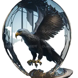3D Flying Winged Eagle Modelado dibujos del cliente metal resina fibra de vidrio esculturas de bronce